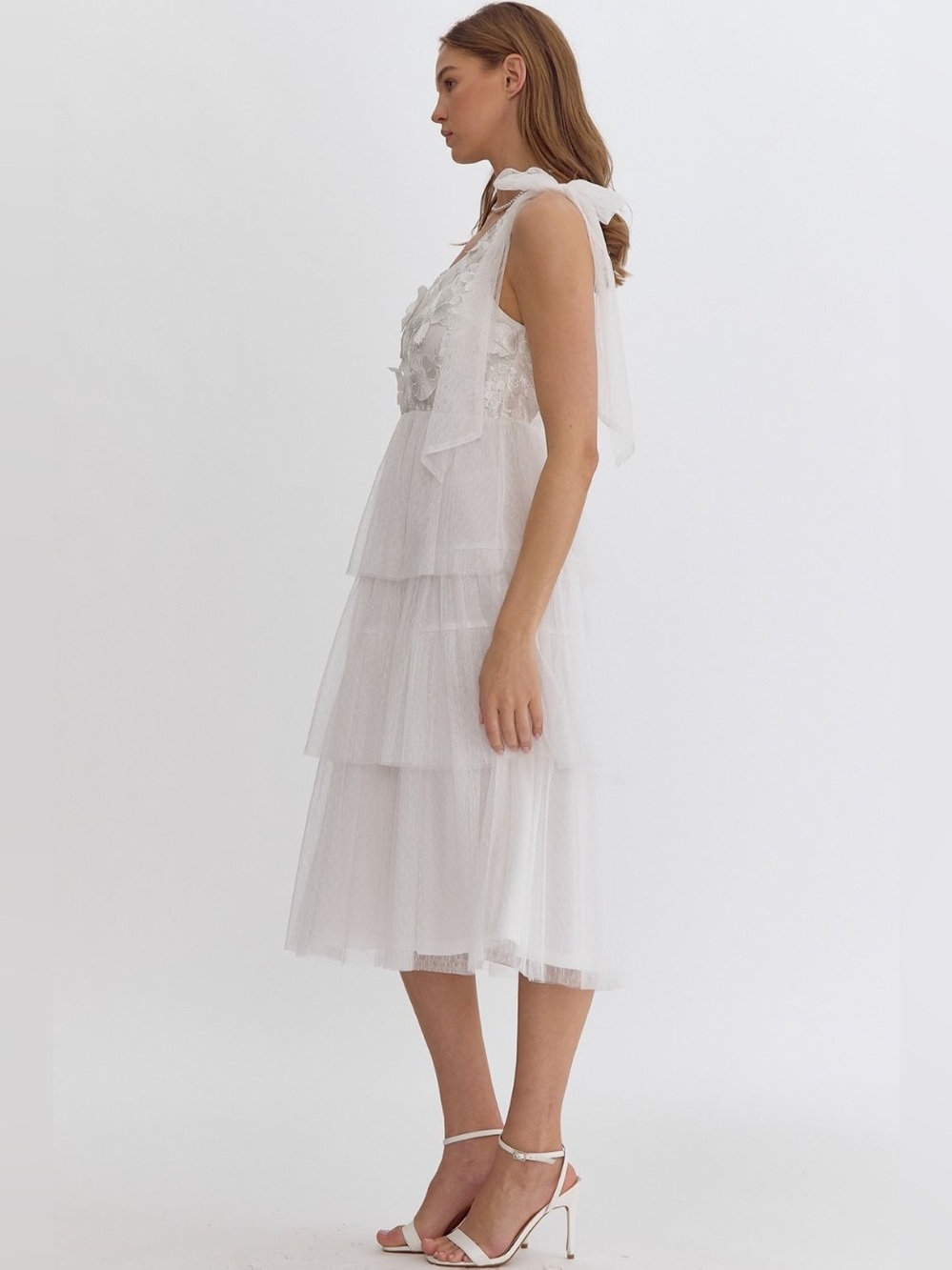 Entro Elodie Tulle Tiered One Shoulder Casual Wedding Engagement Dress New Small - Picture 7 of 12